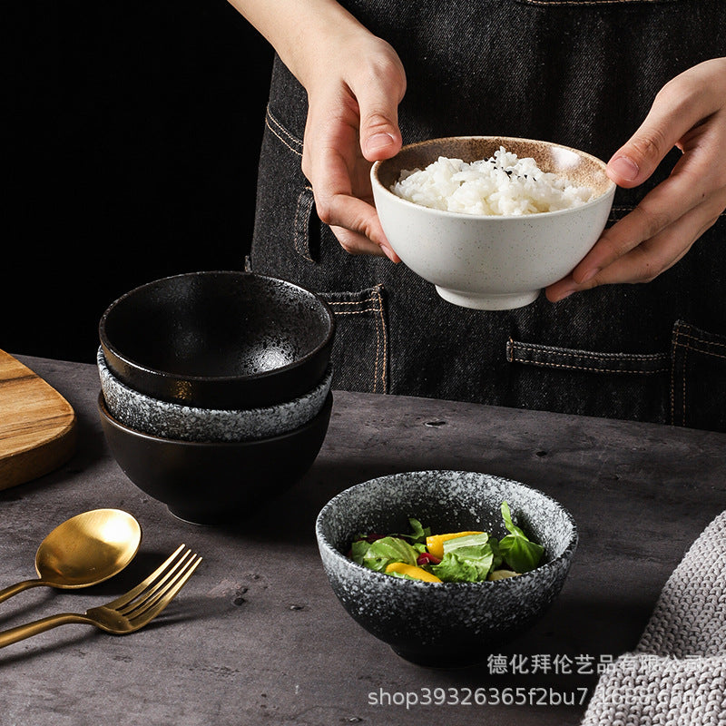 Japanese ceramic tableware restaurant stoneware porridge rice bowl commercial 4.5inch korean bibimbap small bowl for home soup bowl