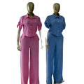 European and american cross-border women's fashion:  summer new collection - solid color turn-down collar short sleeve shirt & casual wide-leg pants set