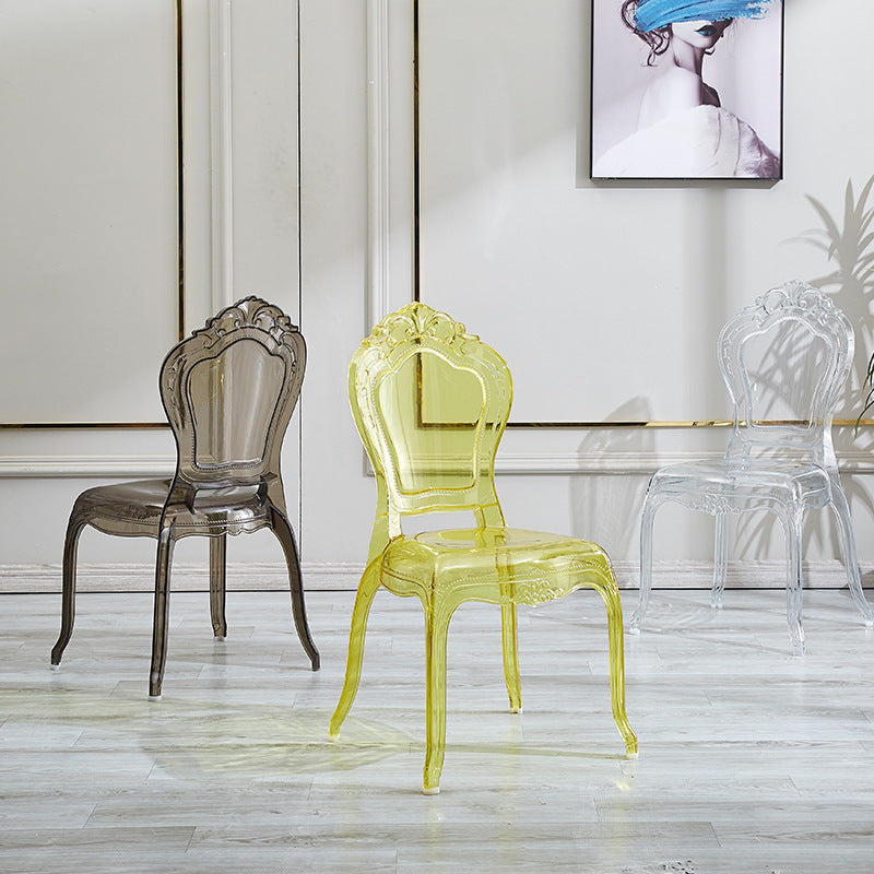 Acrylic clear dining chair, palace style chair, pc plastic backrest chair, wedding hotel minimalist event crystal banquet chair