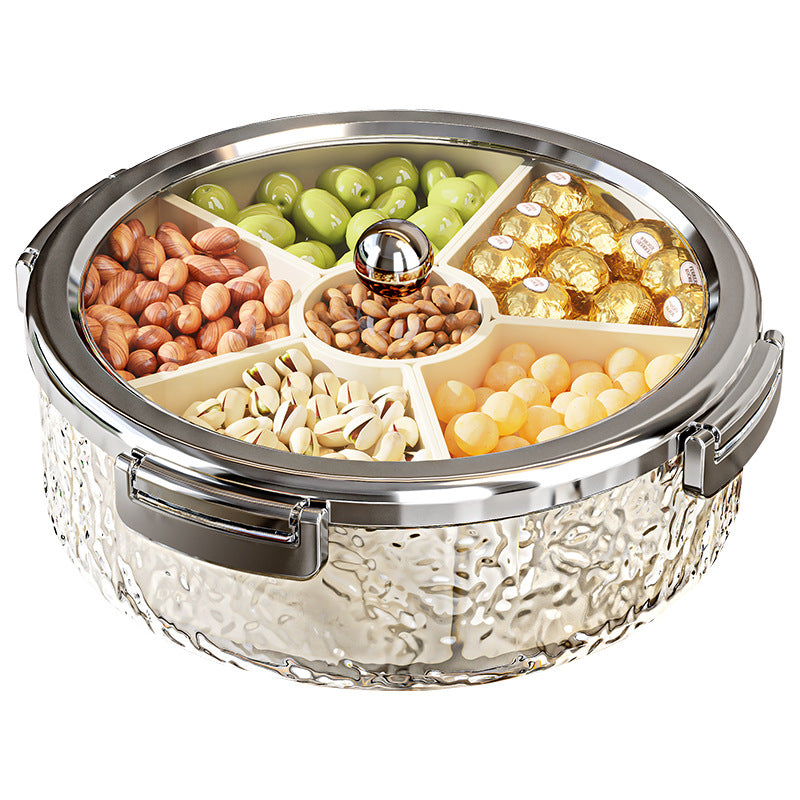 Light luxury grid dried fruit plate, nut plate storage box, snacks, living room coffee table placement, advanced wedding multi-layer large capacity