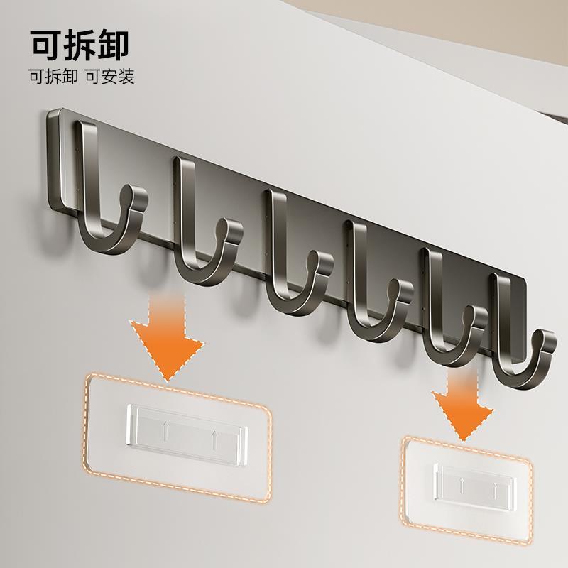 No-drill adhesive clothes hangers, wall-mounted hooks, self-adhesive hooks for entryways, bathroom damage-free hooks