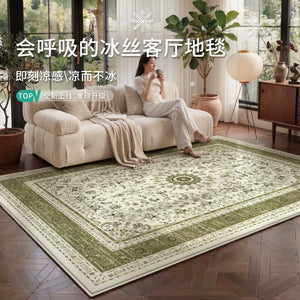 Mat floor mat carpet living room green medieval style frenchsummer ice silk sofa retro high-end floor mat bedroom