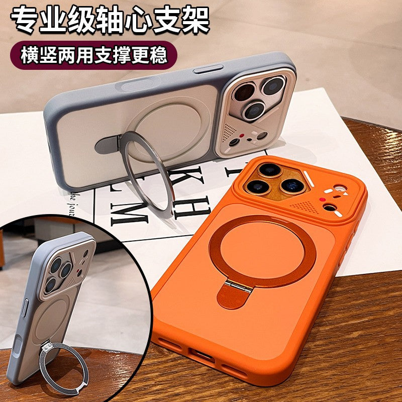 apple 17 pro max phone case, mecha style, irregular large window, iphone 15 magnetic stand