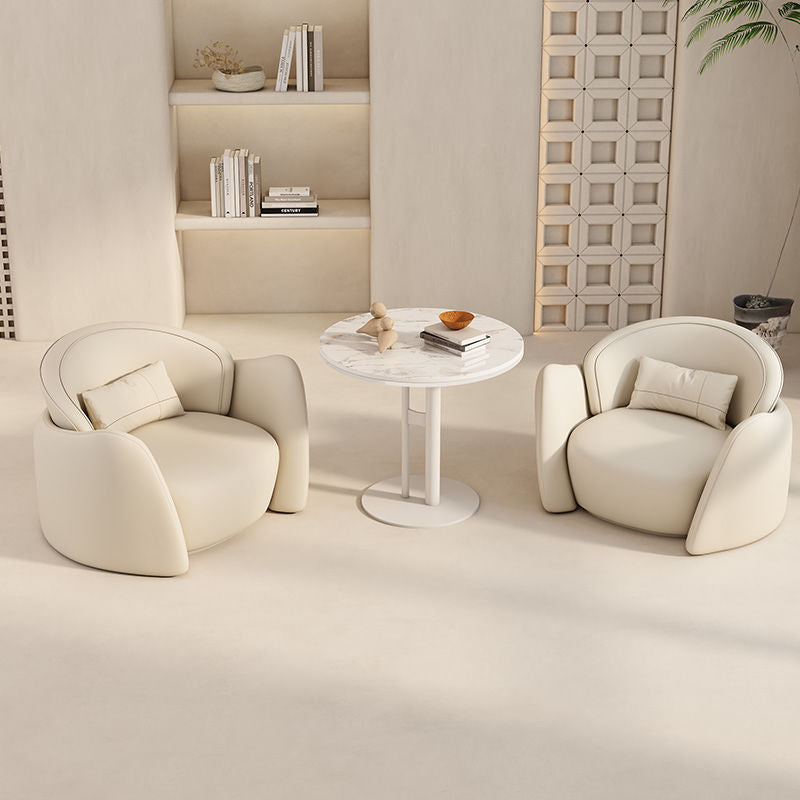 New arrival business negotiation sofa leather art lobby creative casual reception table and chairs orange and white surrounded combination furniture