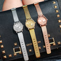 New fashion cross-border heart mesh strap quartz watch student rose gold heart diamond ladies watch wholesale silver