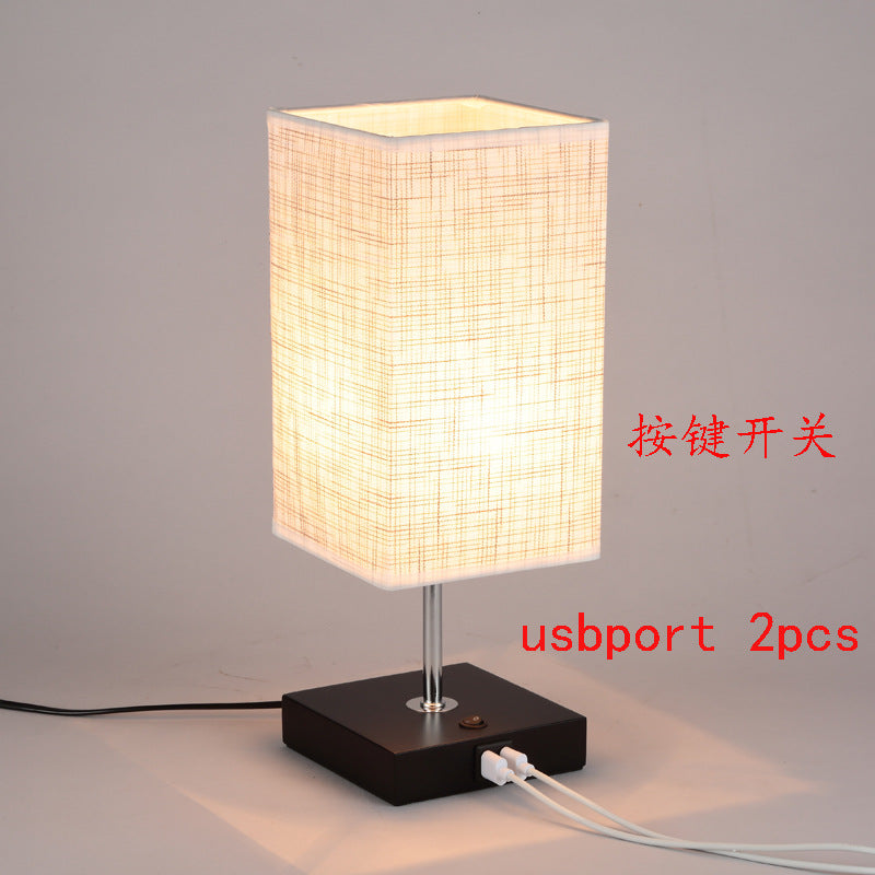 USB charging table lamp wooden base small table lamp  e-commerce  provides E26 zipper lamp holder touch dimming