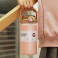 Double drinking large capacity handle kettle thermos cup 316 stainless steel high appearance portable straw cup travel kettle wholesale