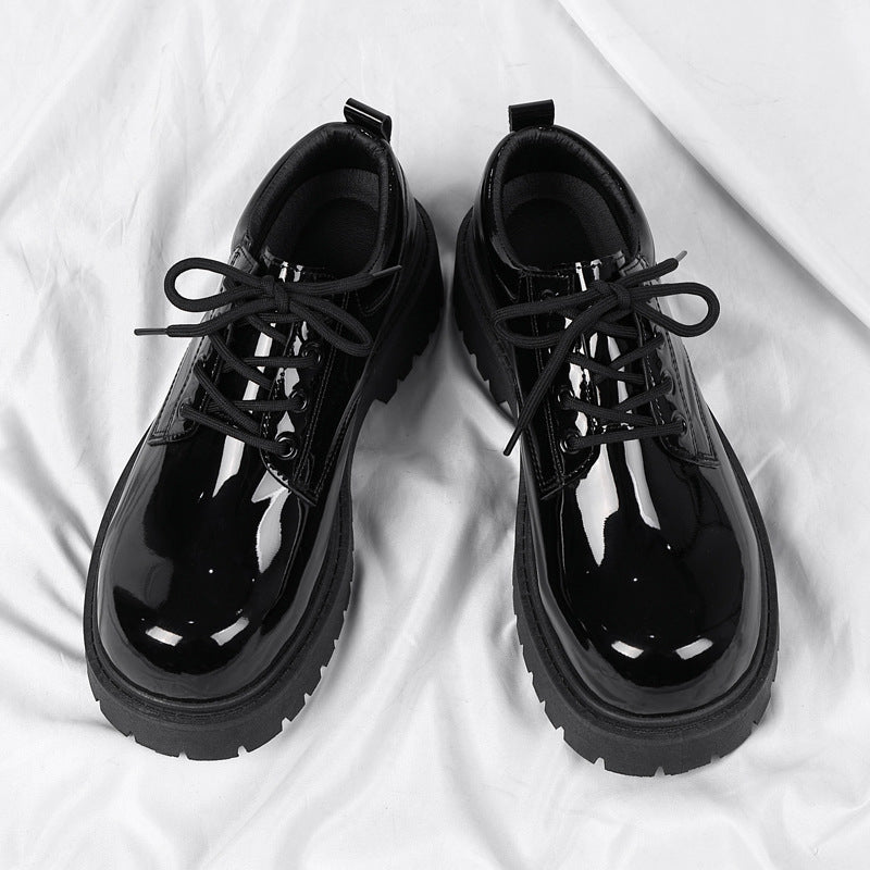 Spring wenzhou small leather shoes men's formal business british derby feet wide toe casual trendy shoes bright surface classy sense
