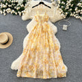 Tea break frenchretro floral chiffon dress women's  spring sexycut out halter suspender vacation long dress