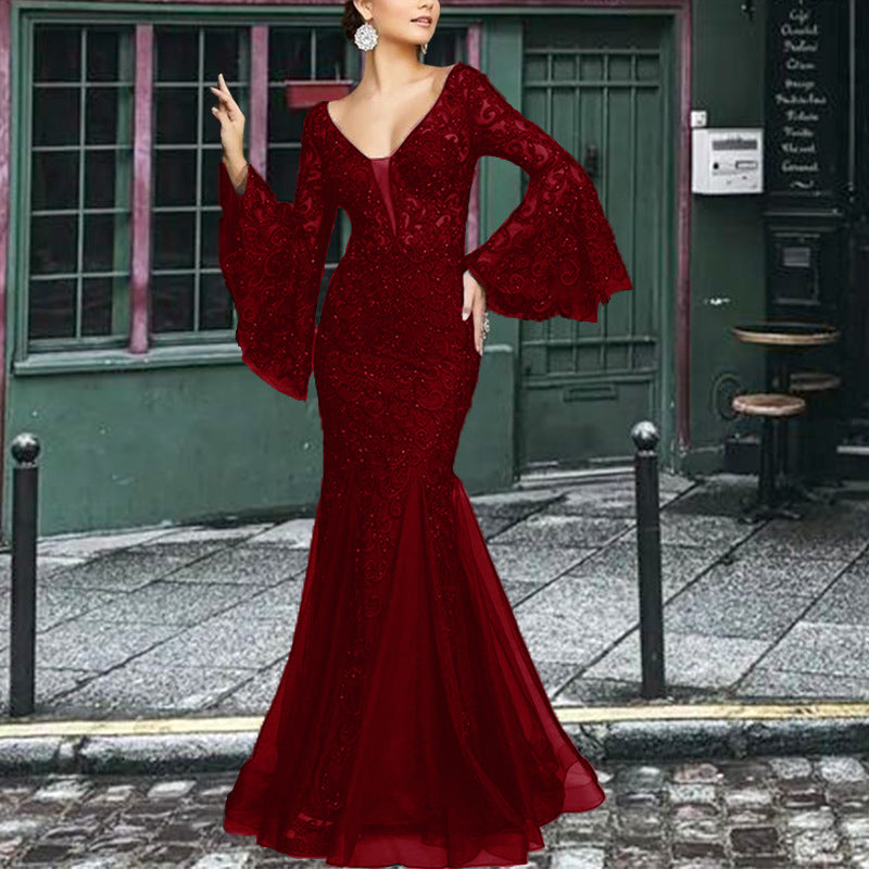new spring/summer cross-border fashion evening gown - elegant, sexy, slim-fit mermaid long prom dress