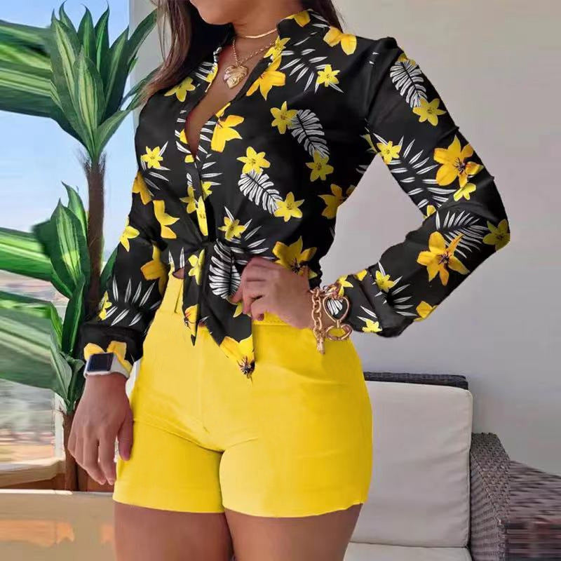 European and american export women's suit  cross-border new product lightly mature digital printing stand collar long sleeves shirt women's tops