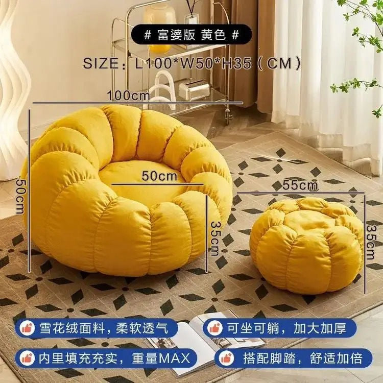 Cream style lazy sofa can lie down and sleep pumpkin sofa chair casual chair cashmere fabric sofa single sofa