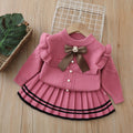 Girls' cardigan sweater two-piece set -  autumn collection - baby girl outerwear with cartoon bow detail - girls' outfit