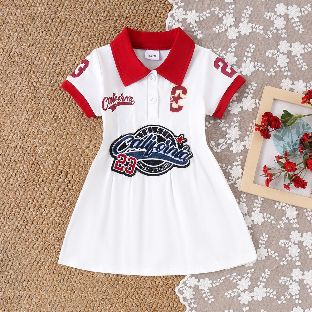 Kids clothing cross-border exportfall and winternew arrival kids red collar whitedress baby children's clothing