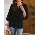 cross-border  fashion sexy lace v-neck spring/summer new arrival three-quarter sleeve blouse