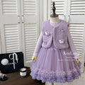 【in stock】girls' outfit  winter new arrival: hello kitty plush vest & fleece tulle skirt sweet princess two-piece set