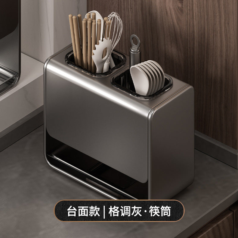 Kitchen chopstick tube rack non-punching wall-mounted wall drain acrylic chopstick cage chopstick basket storage box knife holder