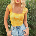 Tk hot selling cross-border women's fashion: european and american sweet style printed tank top - summer fashion short sleeveless top