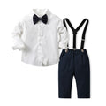 kidsautum new product kids clothing k-style boys suit cotton long sleeves white shirt overalls first birthday dress