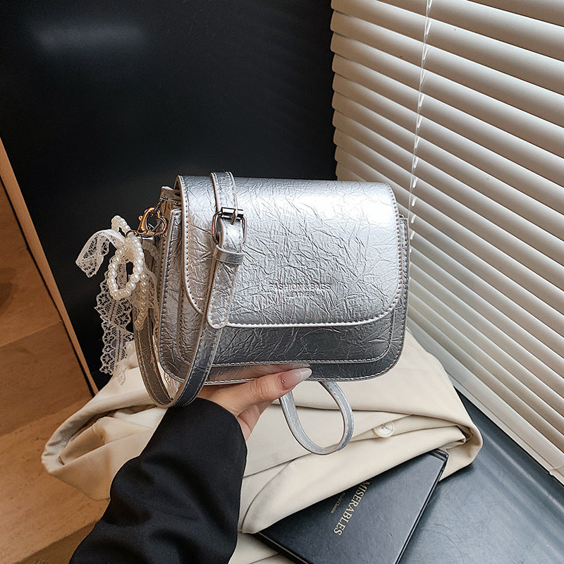 Foreign orders are popular this year, super hot small square bags for women's 2025 new high-end pleated shoulder bags, casual messenger bags.