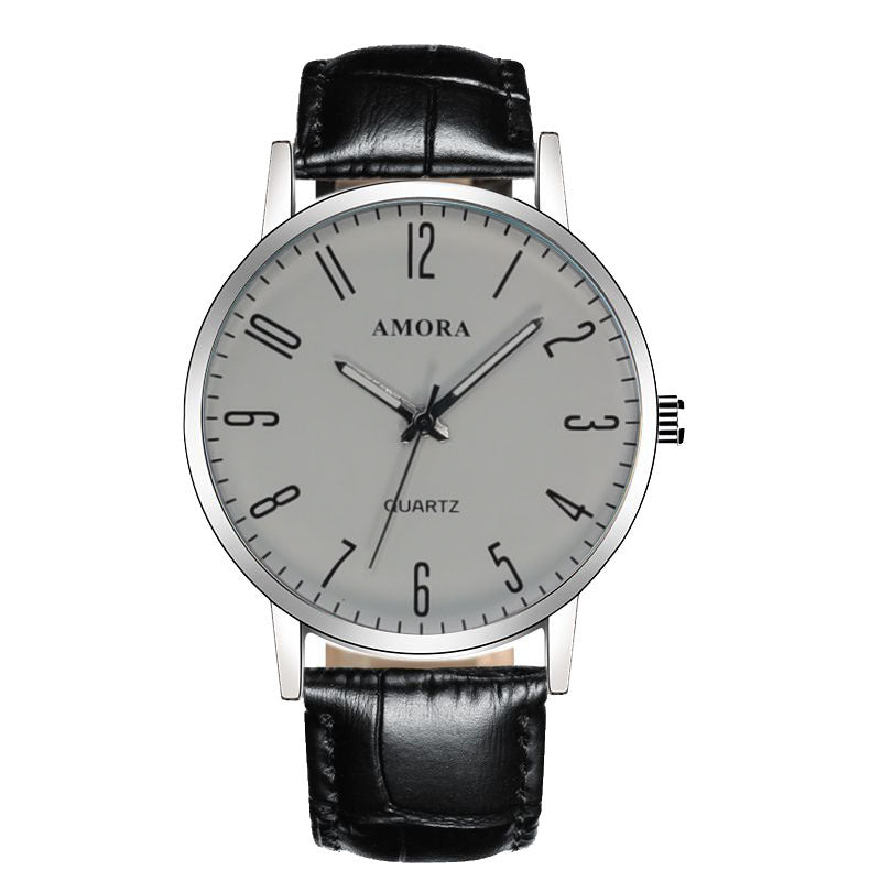 Silent quartz watch for civil service exams - suitable for students, men, and women - official exam approved, leather strap, no ticking sound