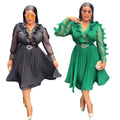fashion  african women's new arrival wood ear waist slimming lookelegant pleated chiffon plus sizedress