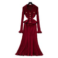 Xiaoxiangfengclassy sense of celebrity heavy industry metal buckle v neck waist rufflespatchwork waist knittingdress female