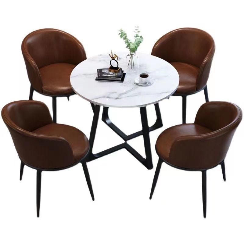 Nordic light luxury negotiation table and chair set, balcony leisure table and chair set, small coffee table, casual reception, modern minimalist small round table