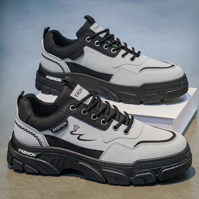 Men's spring black work shoes - non-slip, durable, breathable safety shoes for kitchen, construction, and general labor