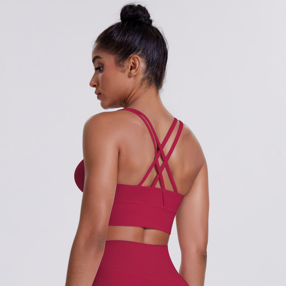 cloud-feeling brushed cross-back sports bra casual running bubble wrap fitness vest yoga clothes for women