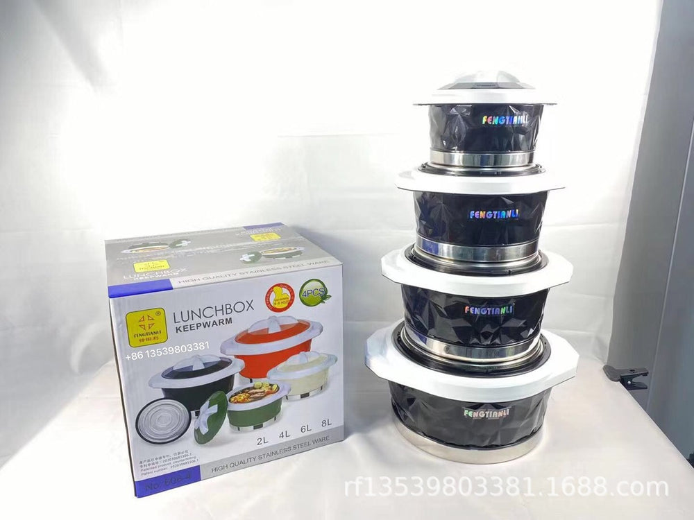 Lunchbox keep warmexport4pcs diamond point thermal insulation box color body 2l, 4l, 6l, 8l