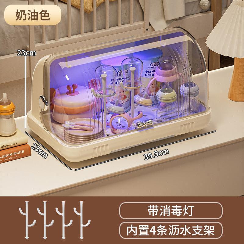 Bottle storage box, dustproof ultraviolet disinfection cup, drying drain box, baby, baby complementary food, cupboard rack