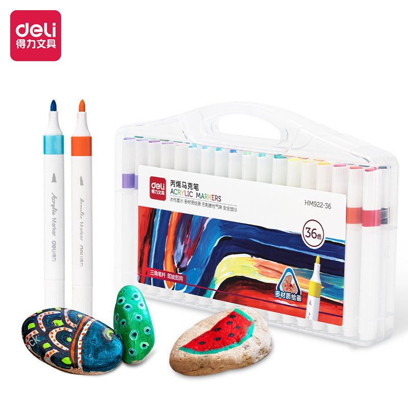 Deli Children's Washable Soft Head Marker 48 Colors Student Watercolor Pen 36 Double Head Color Brush Wholesale