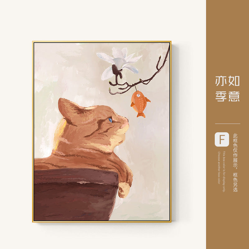 Nordic restaurant meter box decorative painting dining table wall vertical distribution box blocking painting living room aisle vertical painting