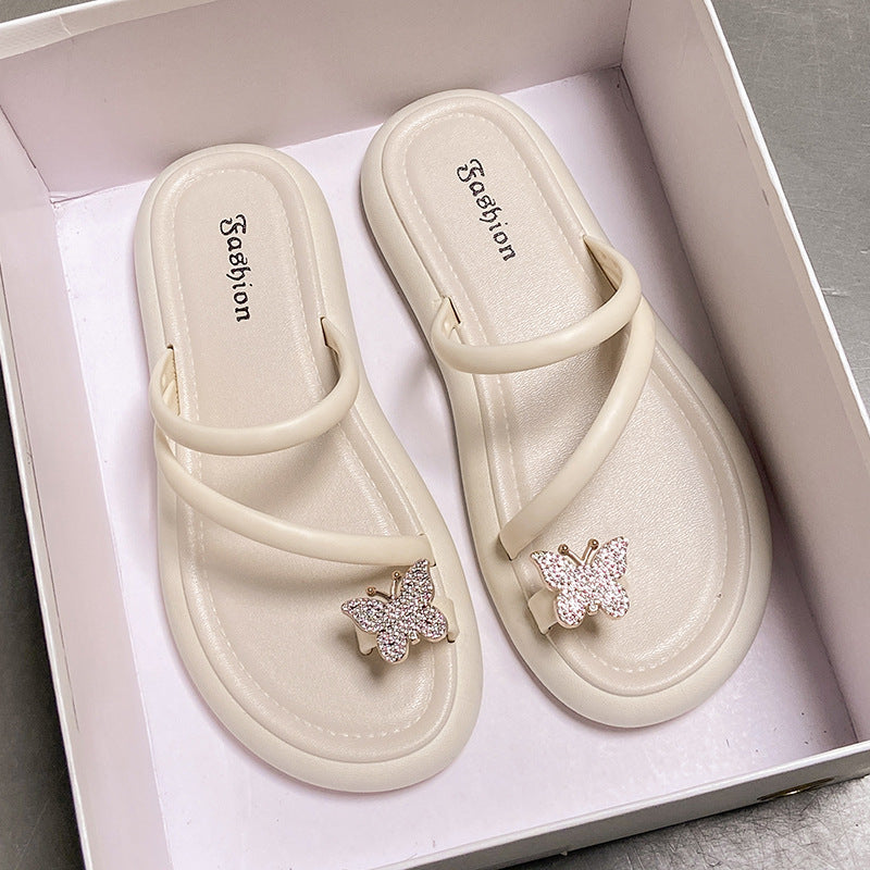 Best sellingbows toe slippers women's outwear summer retro flip flops sandals outing fashioneasiest for match one-line slippers women