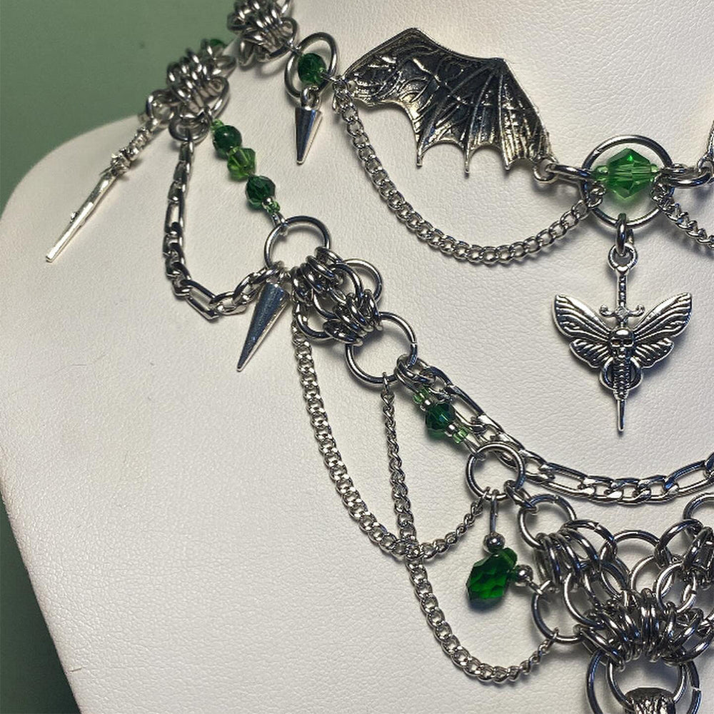 Halloween dance party accessories wholesale: european and american cross-border retro dark skull angel necklace, women's multi-layered layering accessories