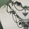 Halloween dance party accessories wholesale: european and american cross-border retro dark skull angel necklace, women's multi-layered layering accessories