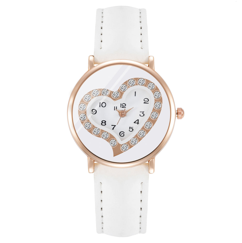 Elegant heart-shaped rhinestone classic fashion women's watch - summer niche small quartz wristwatch for women