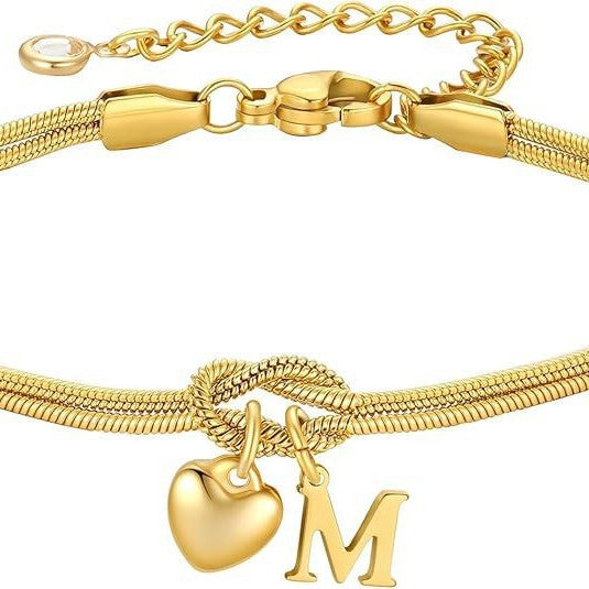 Amazon's new round snake bone fashion 18k gold plated couple friendship letter bracelet factory