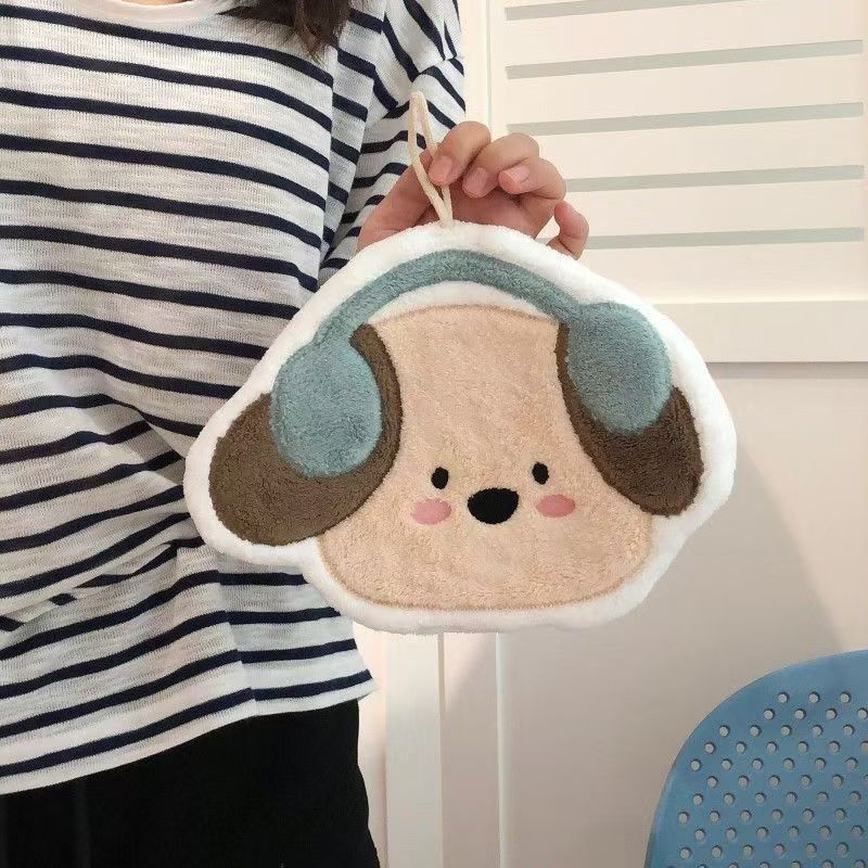 Cute animal hand towel - hanging style, super absorbent, thickened kitchen & bathroom towel/paper towel for hand drying