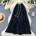 K-stylecasualhigh waisteasiest for match skirt for women summer gentle wind strap waist slimming look elegant large swing skirt