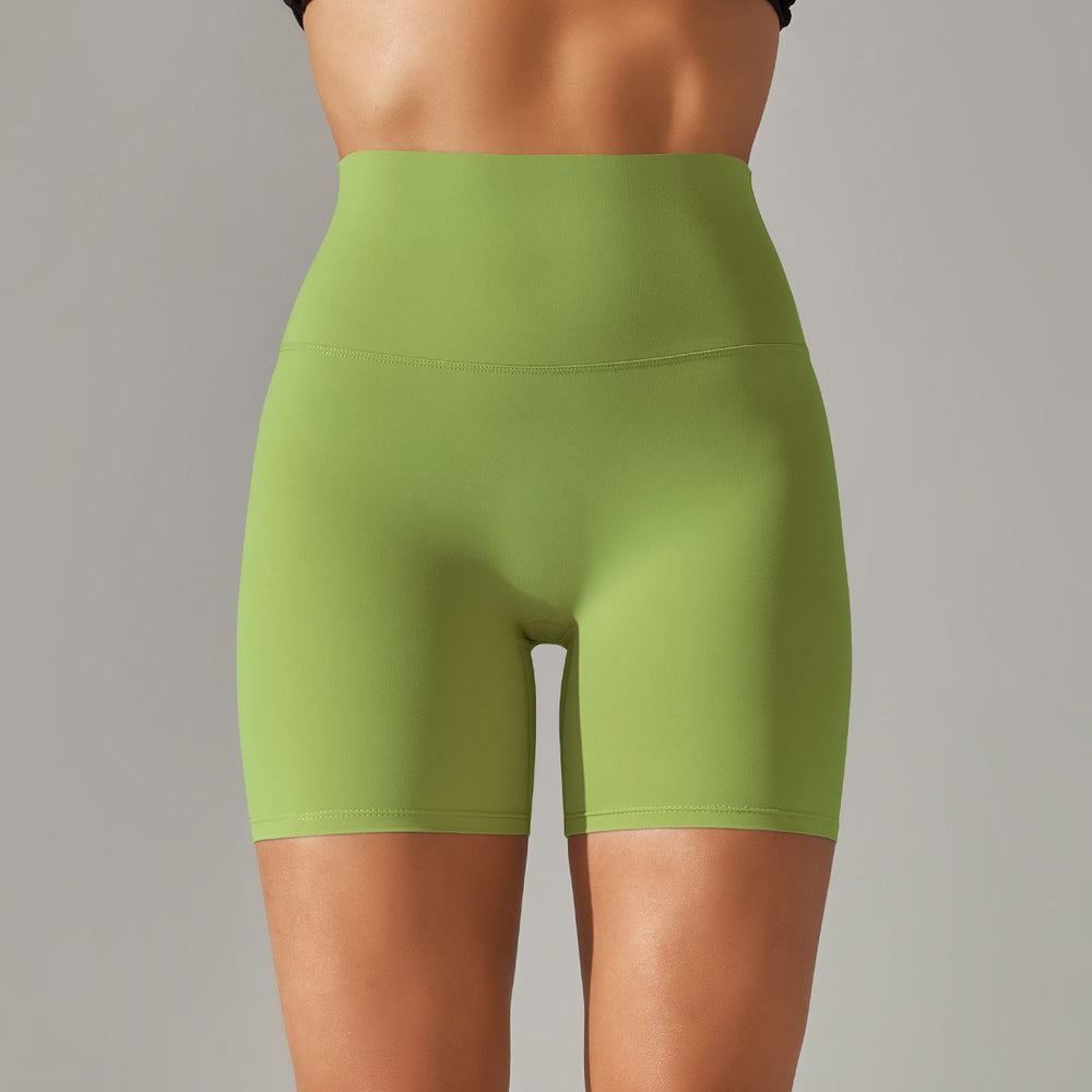 Spring/summer new solid color yoga shorts - double-sided brushed, high-waisted, stretchy, activewear, fitness, 3/4 length yoga pants for women