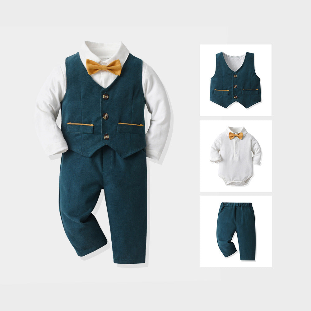 Boys' short-sleeve t-shirt and romper set - stylish, trendy, and cool summer outfit for little ones