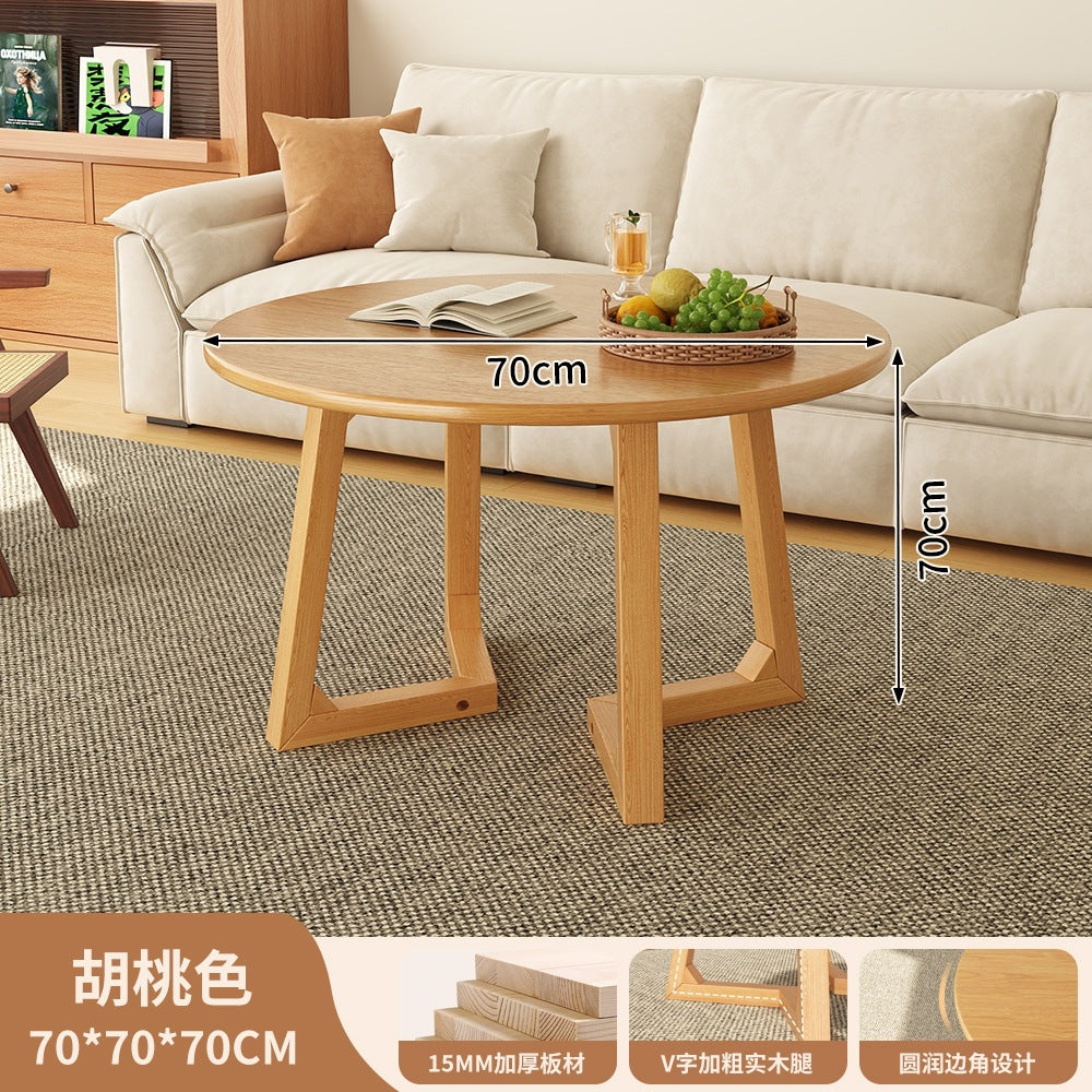 Japanese style solid wood living room coffee table small apartment insfor home log style round side table casual dining tea table