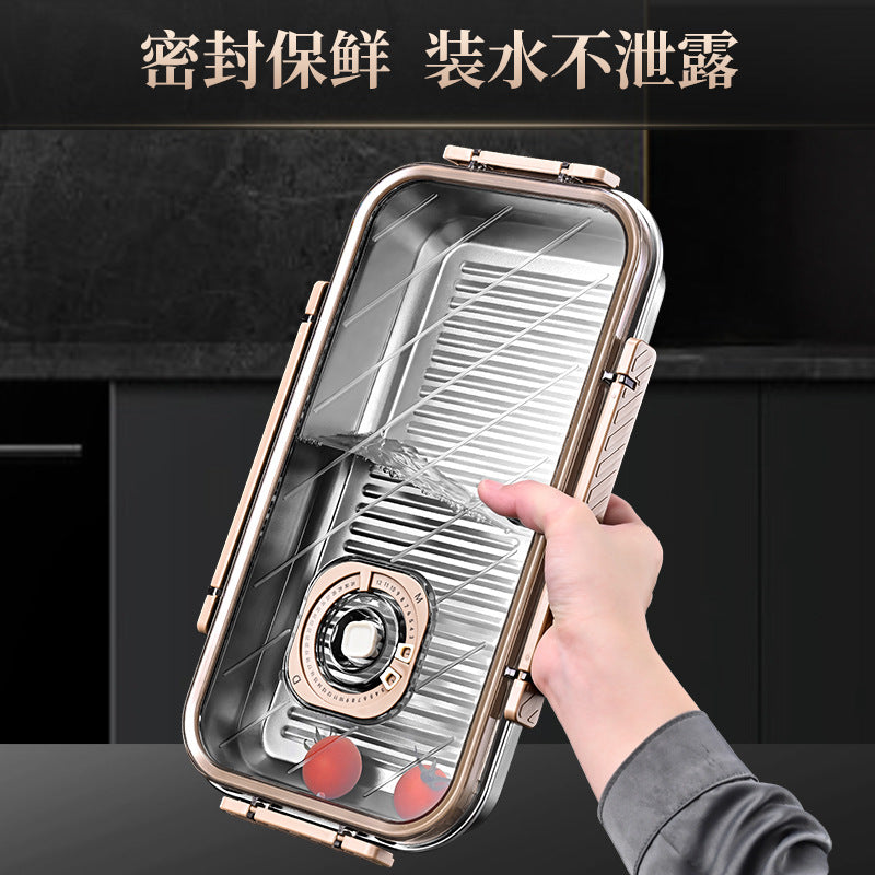 304 stainless steel crisper large capacity fruit bento box with lid food grade sealed refrigerator egg storage box