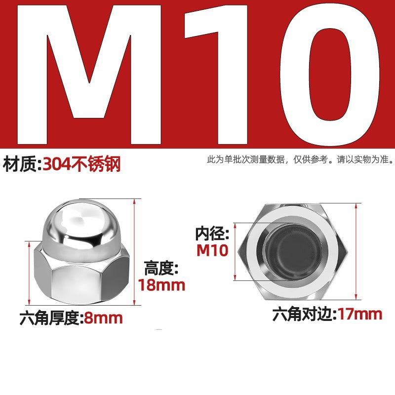 304/201/316 stainless steel round ball head nut cover type decorative screw cap female cap 3M4M5M6M8