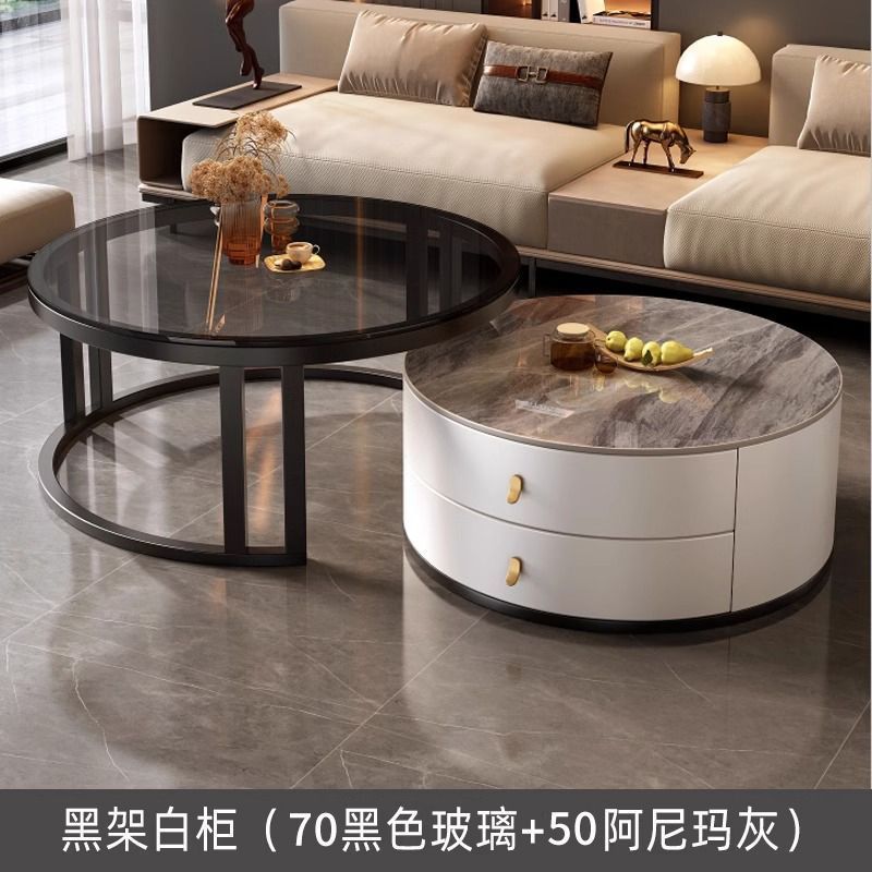 New arrivalaccessible luxury coffee table living room for homecasual modern small apartment classy table round slate popular retractable