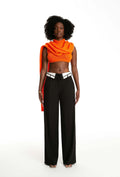 Spring american retro draped women's suit pants loose slimming look lapel design straight-leg loose pantsins