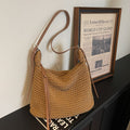 2026 new large capacity women's bag summer straw woven bag fashionable shoulder bag high-end handbag versatile commuter bag