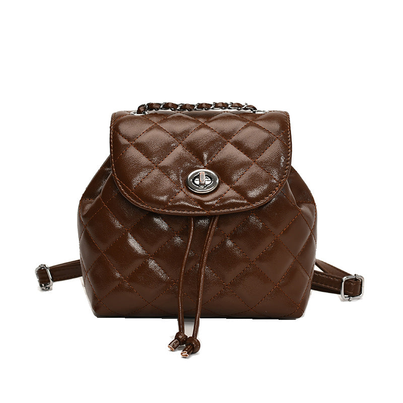 Designer argyle chain backpack - 2026 spring new arrival bucket bag - premium quality fashion commuter bag for women